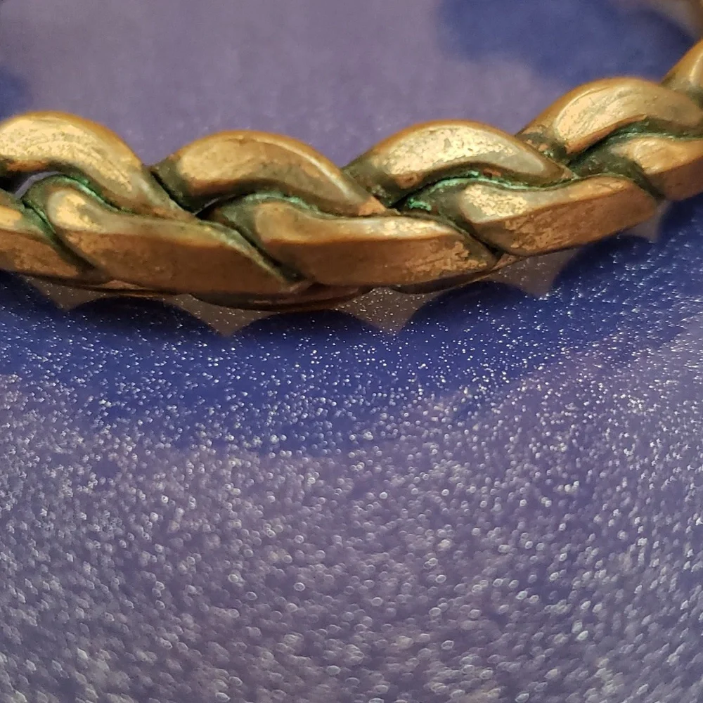 SOLD - Vintage Solid Copper Cuff Twisted Rope Braided Unisex Bracelet Southwest - Picture 3 of 3